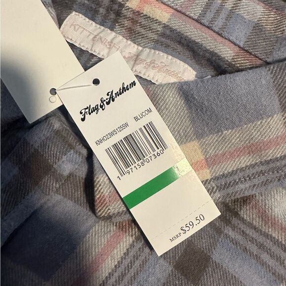 Kittenish Flag of Anthem Blue Plaid Button Down Shirt - Picture 3 of 3